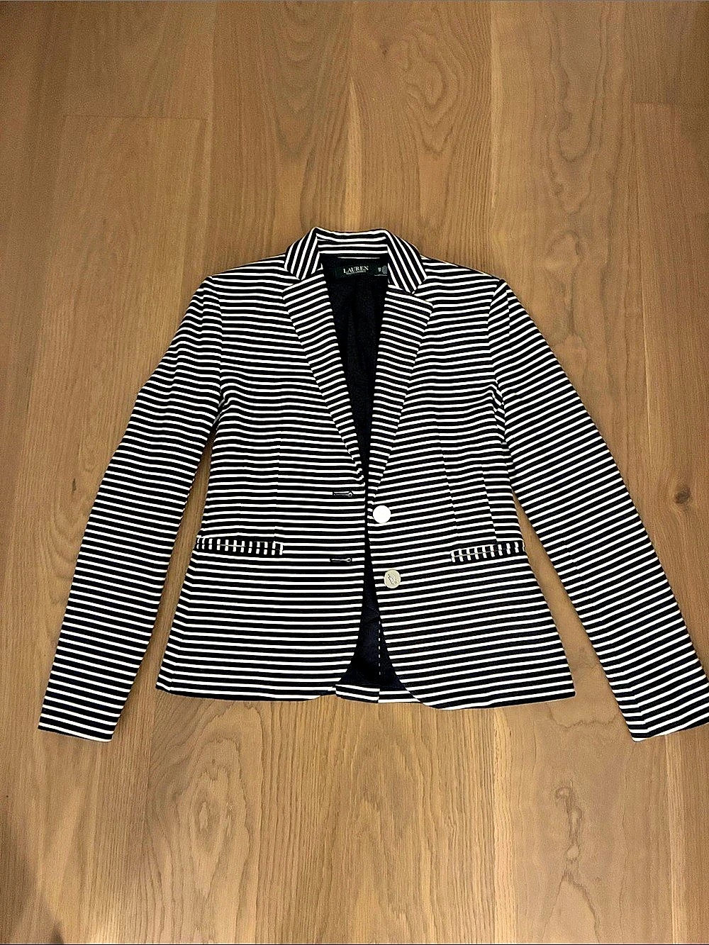 Lauren Ralph Lauren Striped Blazer. Black & White. XS. NWOT.